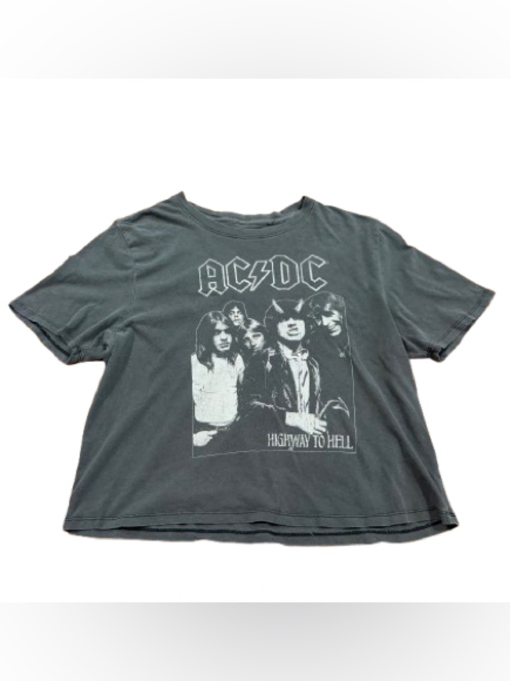 AC/DC Women’s Gray Faded Logo Tee Size Medium